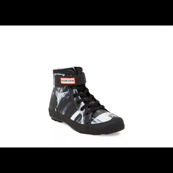 SOLD- HUNTER boots shoes High Top Nightfall black white sneakers - Picture 5 of 6